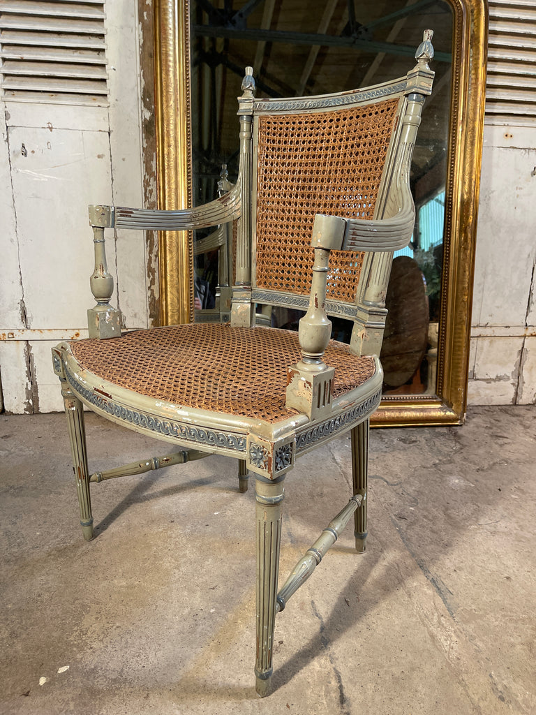 rare early antique french louis xv cane bergere show chair circa 1780