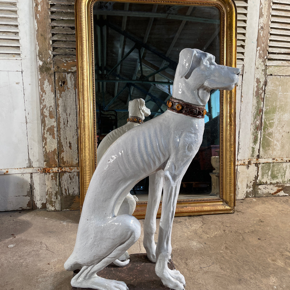 Antique Midcentury Italian Majolica Life Sized Ceramic Glazed