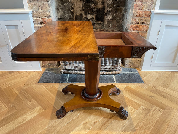 antique william iv flame mahogany table console card table