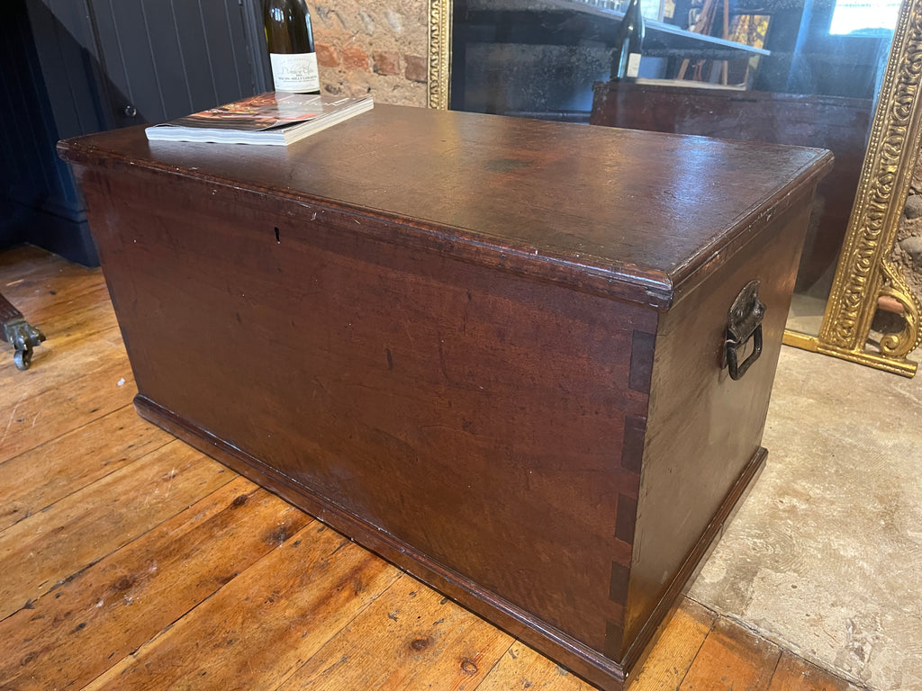 early antique mahogany military travelling chest/trunk coffee table