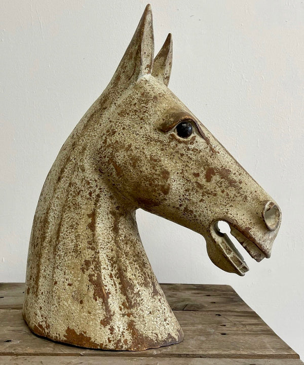 rare early antique german carved carousel horse head