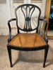 antique set of four sheraton ebonised cane dining elbow chairs circa 1790