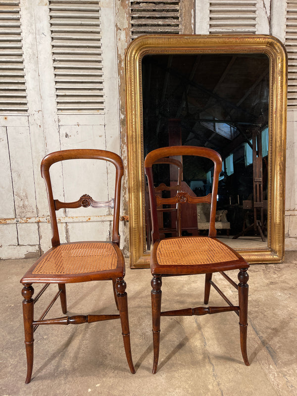 beautiful antique walnut & fruitwood cane show chairs circa 1850