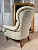 liberty of london country house mahogany armchair with howard & sons style ticking upholstery