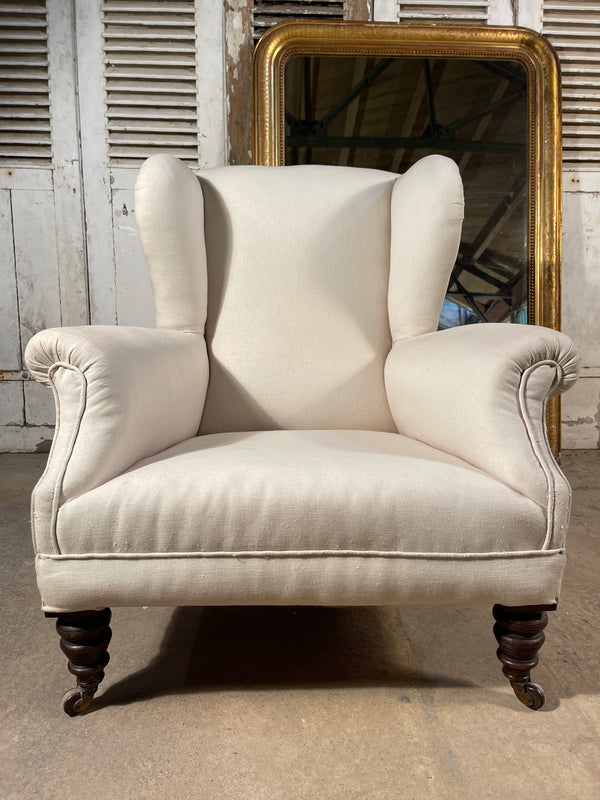 antique period library fireside armchair circa 1870