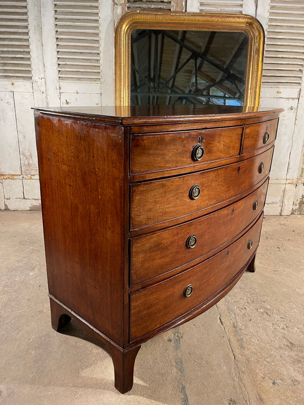 early georgian regency antique mahogany bow front chest of drawers