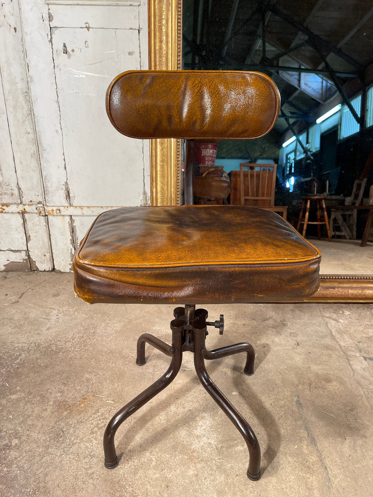 rare industrial adjustable engineers chair from the rolls royce factory crewe & from the estate of beatrice shilling designer of the merlin aeronautical engine circa 1940