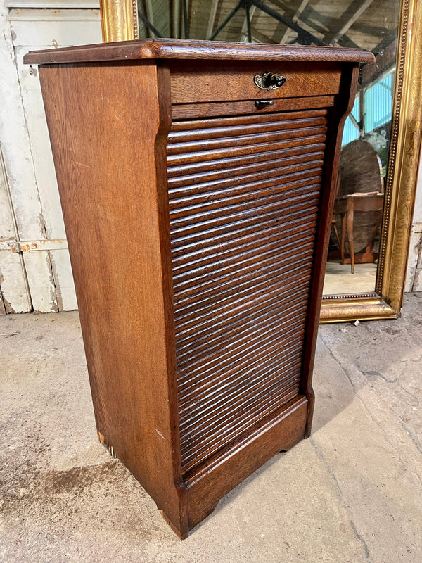 antique french oak tambour drawer filing cabinet bedside table circa 1900