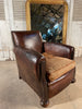 antique french leather club arm chair