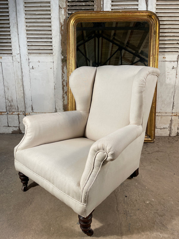 antique period library fireside armchair circa 1870