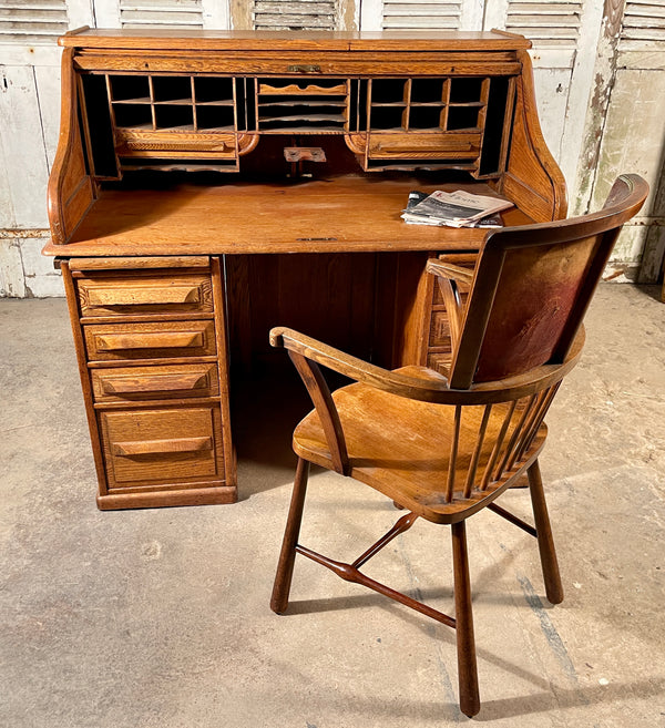 rare antique american cutler & sons roll top oak desk circa 1880