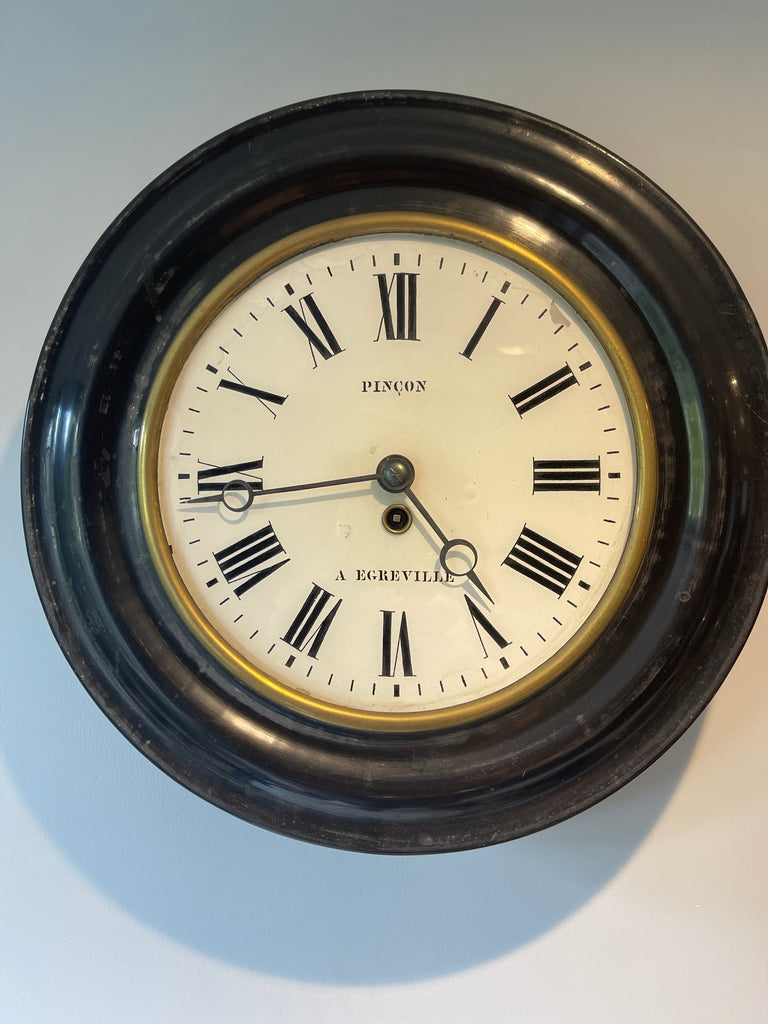 antique french glass faced station clock