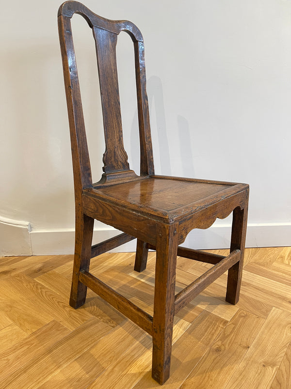 early english provincial elm stool back chair circa 1730