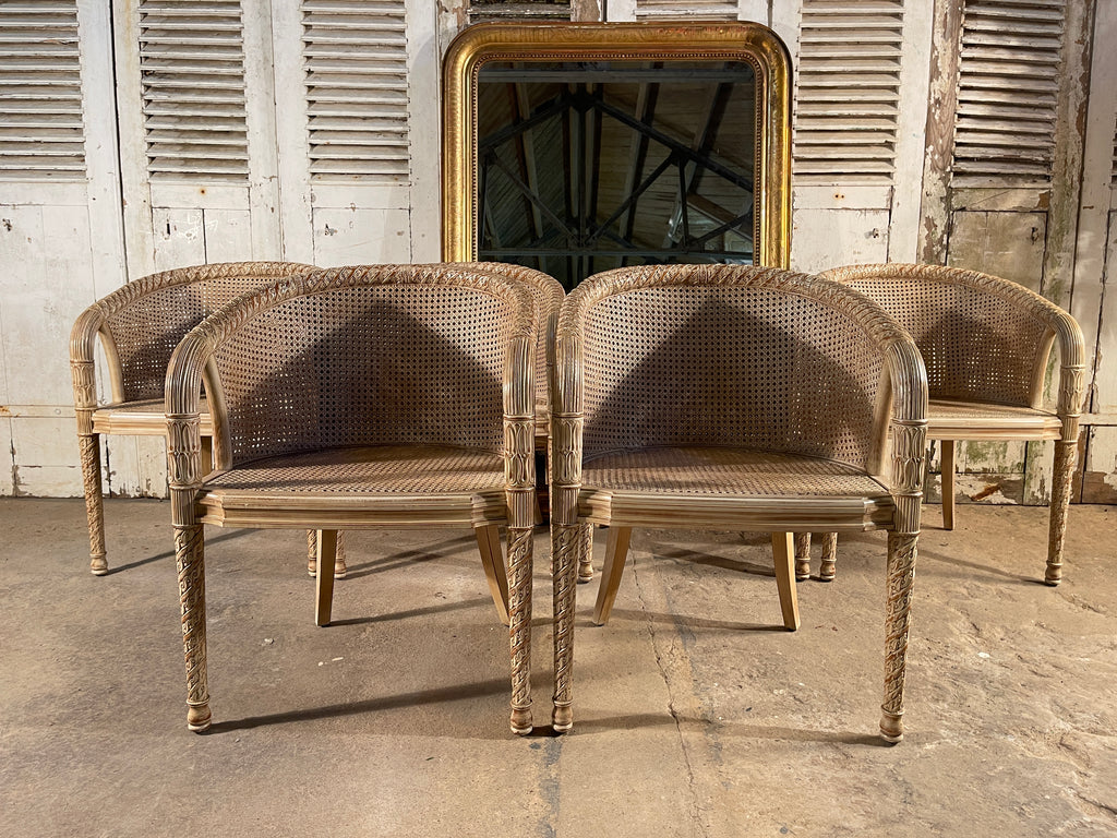 vintage french cane louis xvi bergere elbow tub chairs