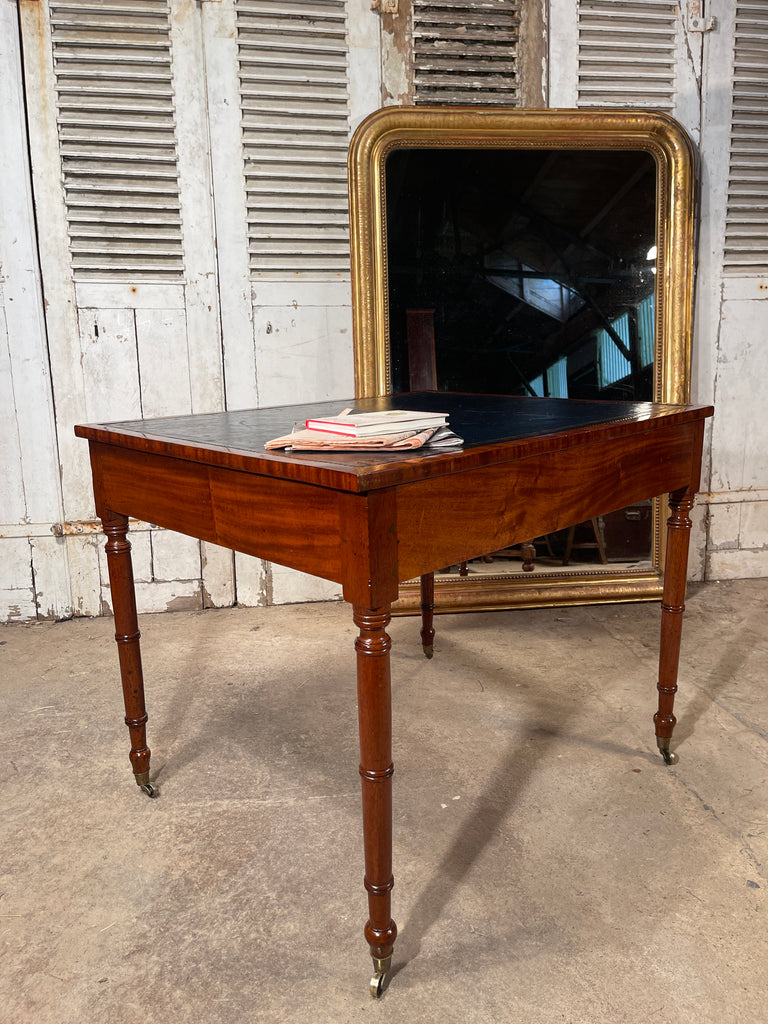 antique regency flame mahogany gentleman’s leather writing desk circa 1825
