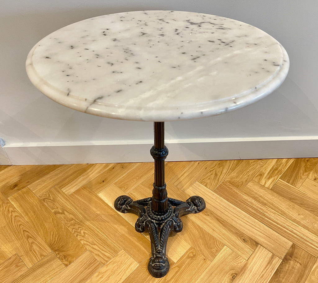 antique french carrera marble cast iron bistro table