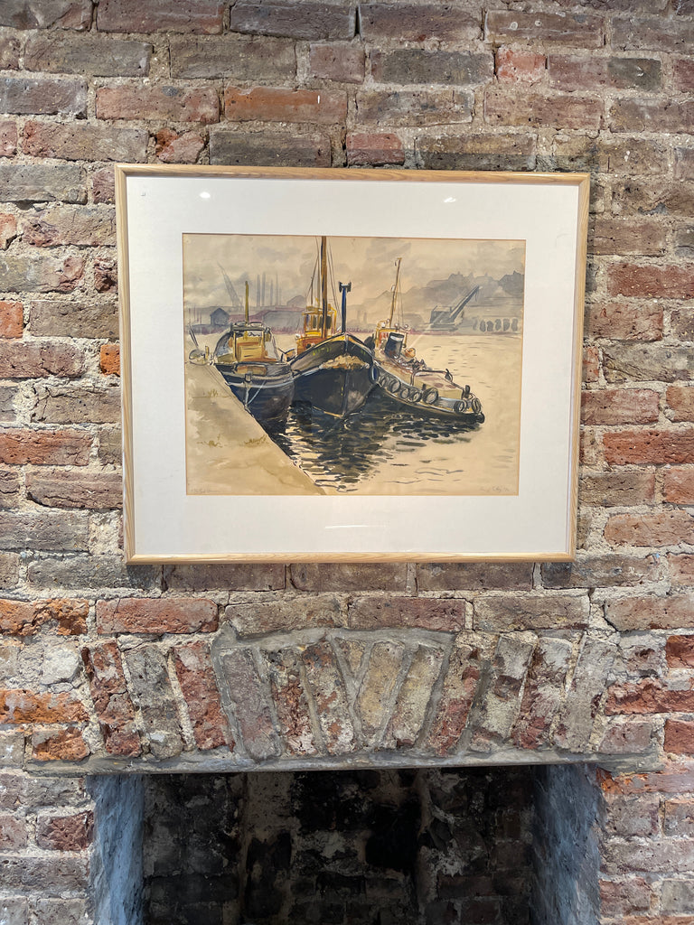 signed midcentury watercolour of milford haven by renowned postwar artist beryl tilley
