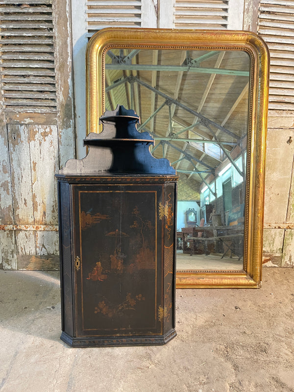 antique georgian painted chinoiserie corner cupboard