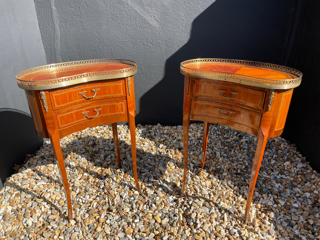 antique french bedroom bedside marquetry tables