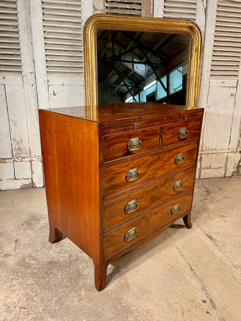 exceptional early regency antique flame mahogany batchelor’s chest of drawers circa 1811