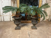 attractive pair of antique cast iron campagna garden urns/planters circa 1880