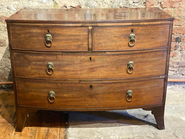 early georgian mahogany bow front chest of drawers