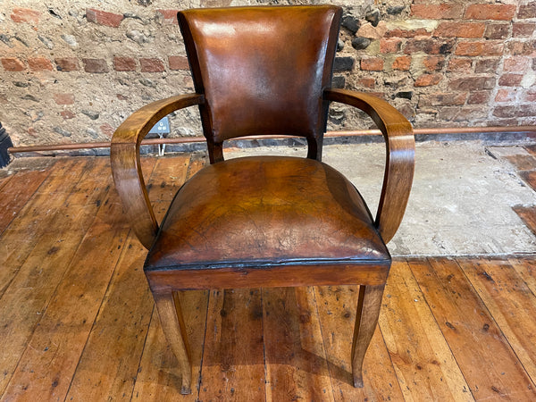 antique french leather bridge chair