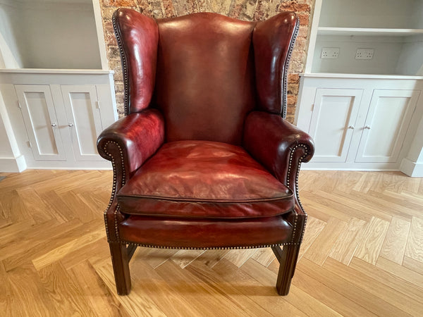 antique georgian leather wingback armchair