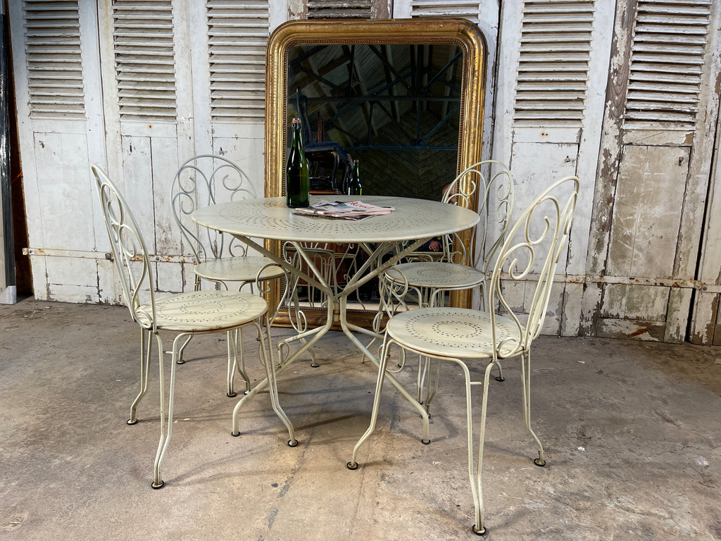 antique french fermob wrought iron garden table dining patio set circa 1960