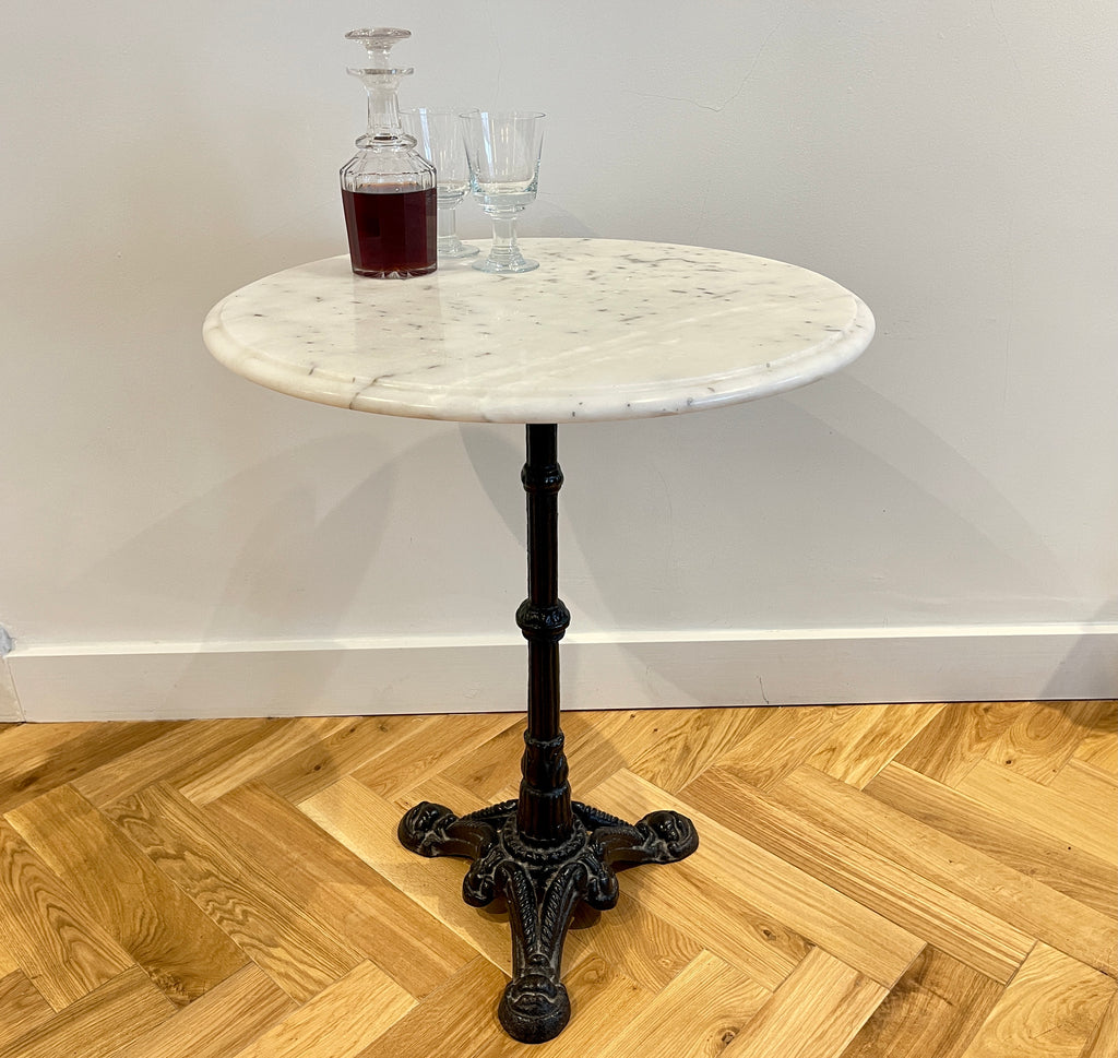 antique french carrera marble cast iron bistro table