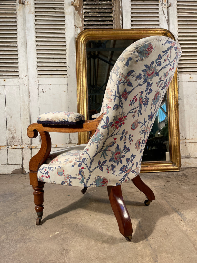 antique country house mahogany armchair with vintage zoffany fabric circa 1840