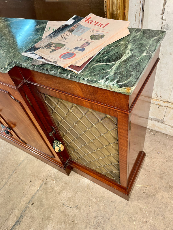 antique georgian style mahogany marble breakfront bookcase console