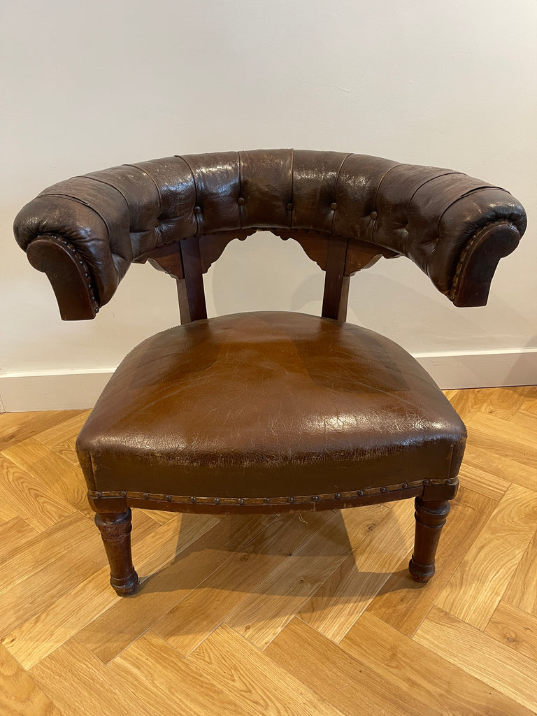 antique leather tub library chair