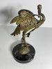 exceptional antique gilt bronze bronze sculpture of a crane sat atop a turtle on marble plinth circa 1890