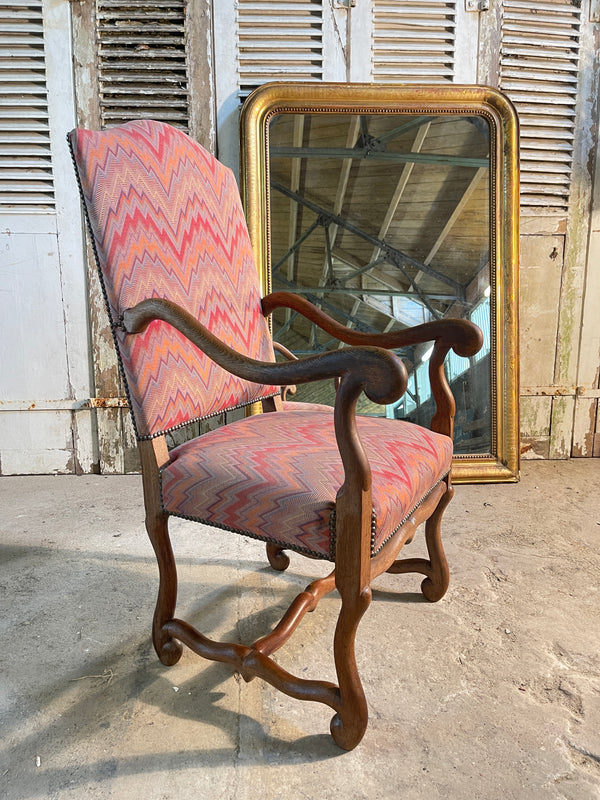 antique french walnut os de mouton armchair