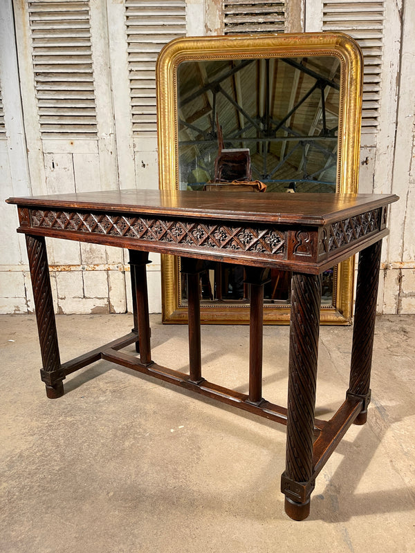 rare early antique french carved oak monastery centre console table circa 1820