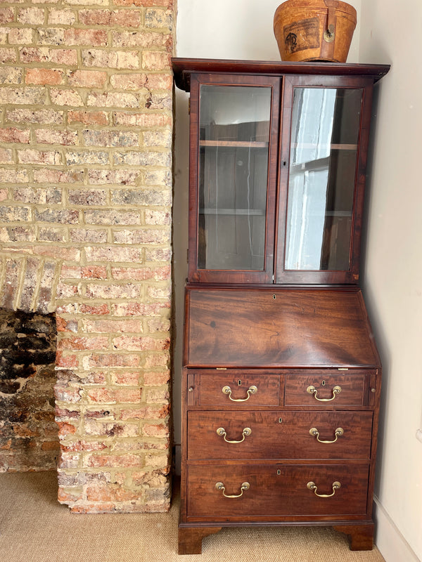 antique georgian cuban mahogany  bureau desk bookcase