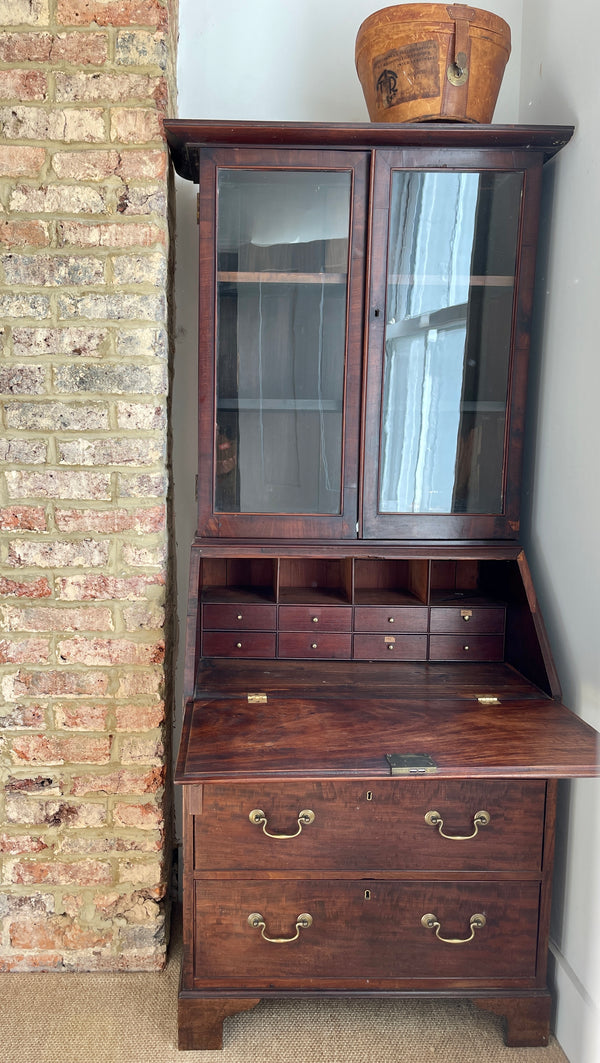 antique georgian cuban mahogany  bureau desk bookcase