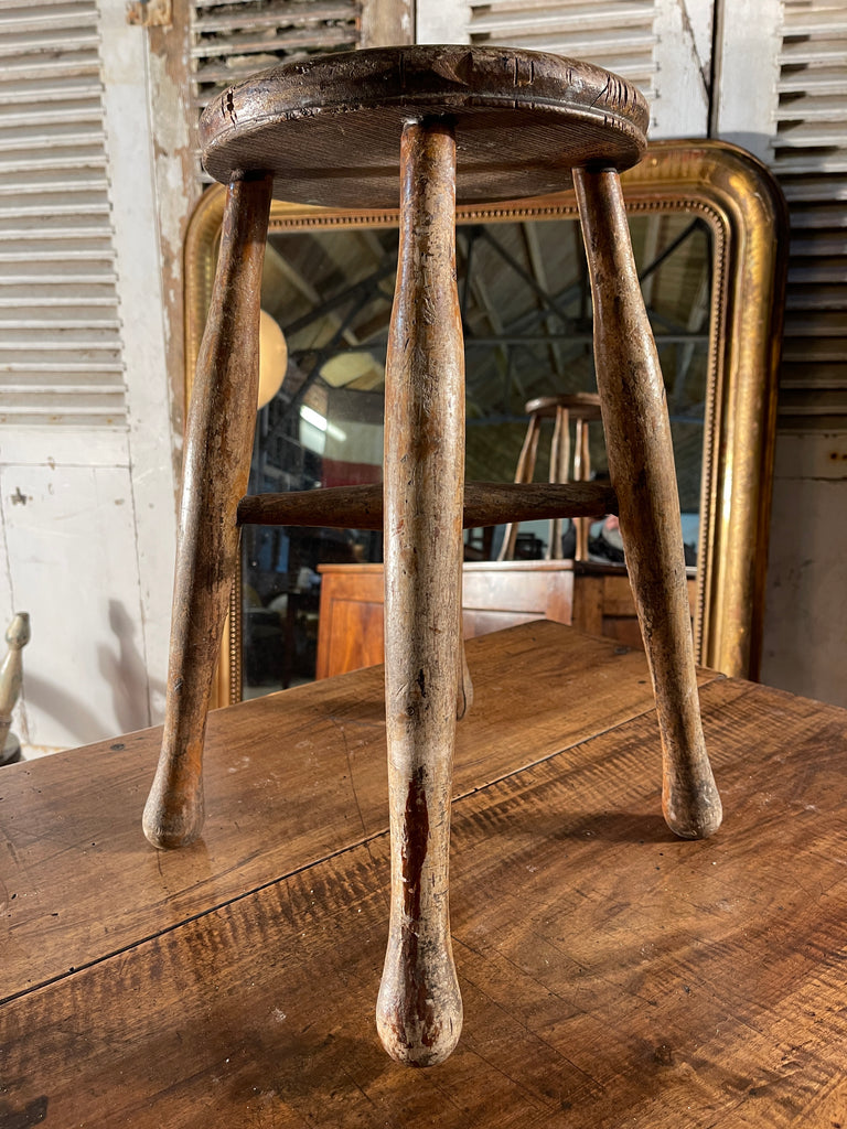 antique oak tavern stool seat