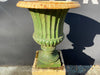 early victorian large architectural cast iron garden urn  on original plinth