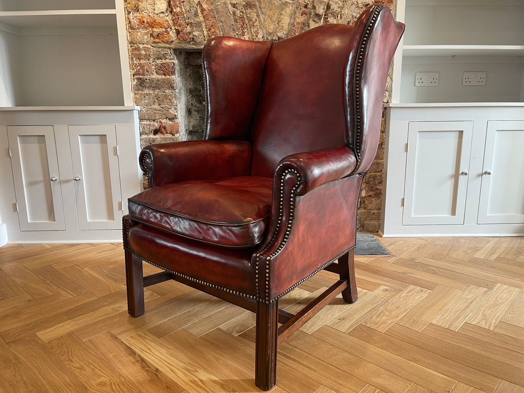 antique georgian leather wingback armchair