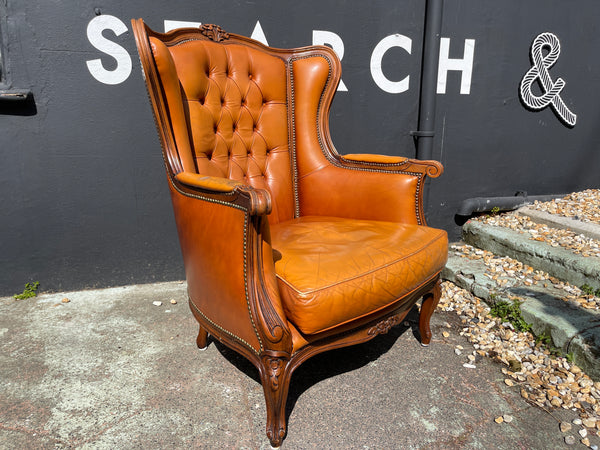 antique french leather armchairs