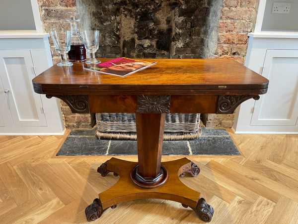 antique william iv flame mahogany table console card table