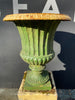 early victorian large architectural cast iron garden urn  on original plinth