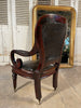 antique english leather & mahogany clerks desk chair circa 1830