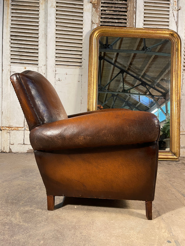 exceptional antique french leather club chair circa 1900