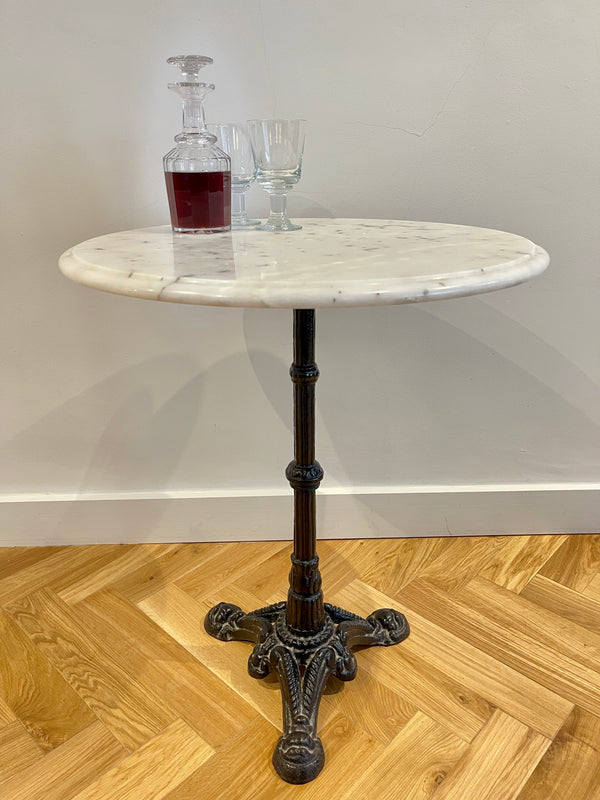 antique french carrera marble cast iron bistro table