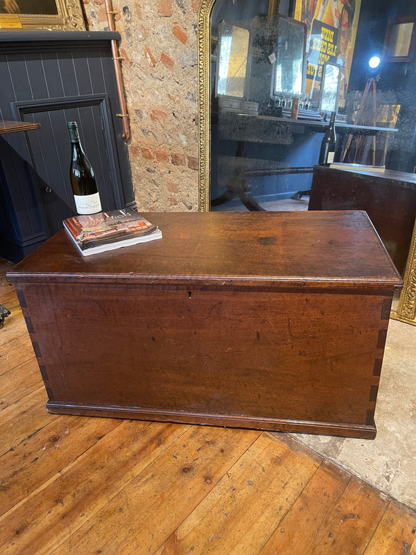 early antique mahogany military travelling chest/trunk coffee table