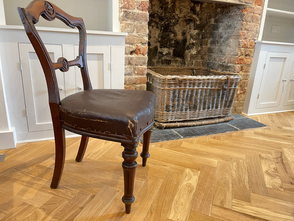 antique french leather mahogany chair