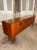 exceptional mid century scandinavian inspired grained teak corinthian side board/console by b & i nathan circa 1960
